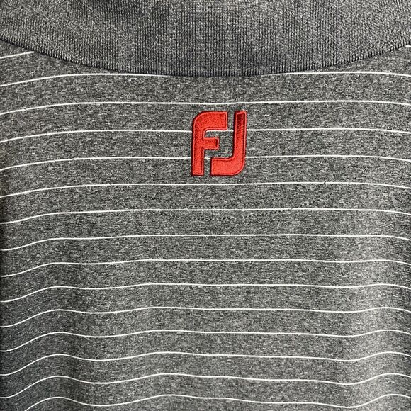 FootJoy FJ Men's XL Extra Large RED GRAY Striped GOLF Polo Shirt ATHLETIC FIT - Picture 6 of 9